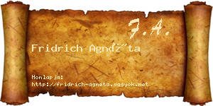 Fridrich Agnéta névjegykártya